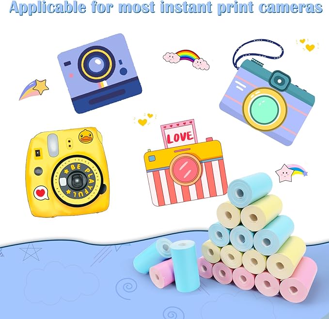 18 Rolls Kids Instant Camera Refill Print Paper,Instant Camera Thermal Paper Photo Printer Fit for Most Kids,Cameras Paper for Kidizoom Print Cameras Refill