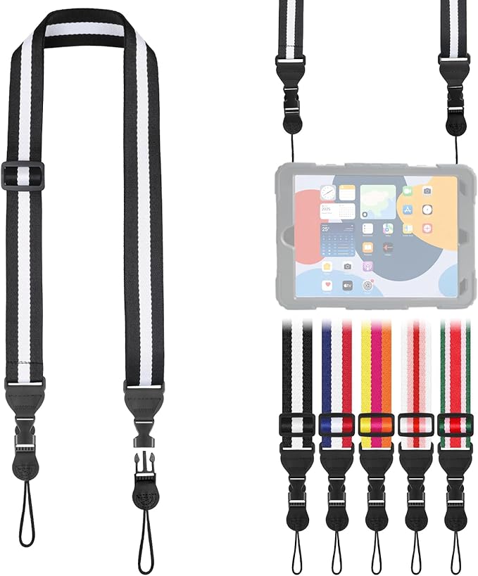 Adjustable Shoulder Strap, Comfortable for Camera Neck Lanyard iPad Strap iPad Strap for iPad, Camera, Binocular, Crossbody, Tablet, Laptop, Binocular, Luggage Bag(Black, White & Black A13)
