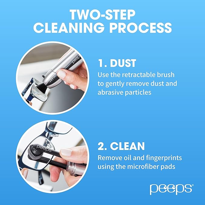 CarbonKlean Peeps Glasses Cleaner - for Eyeglasses, Reading Glasses, and More - Lens Cleaner with Carbon Microfiber Tech - Electroplated Gold - 2 Count