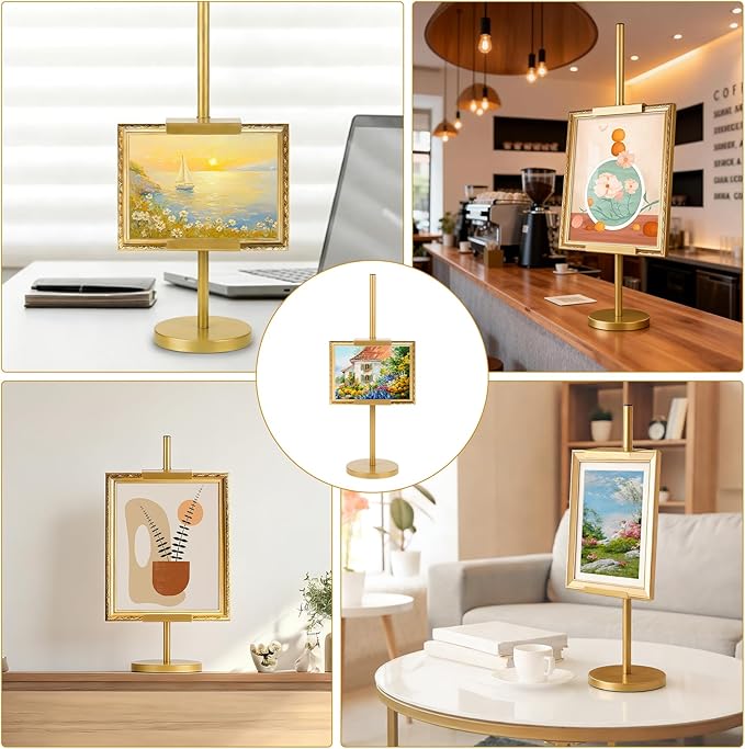 Photo Frame Tabletop Easel Stand-Heavy Duty Tabletop Display Easel, French Style Gold Easel Stand,Picture Frame Stand for Wedding/Art/Photos,Picture Easels (Gold, 18inch)