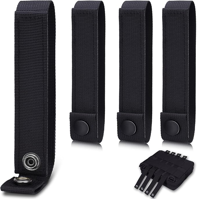 6 Inch Molle Straps with Snaps, 4 Pack Nylon Molle Webbing Strap, Tactical Strap Connectors for Backpack and Outdoor Bag
