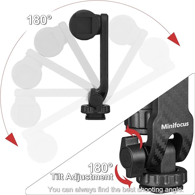 Phone Tripod Mount, Universal Tripod Phone Holder with 2 Cold Shoe and 1/4" Screw, 360° Rotates and 180° Tilts Adjustable Cell Phone Mount Adapter, Camera Phone Clamp for iPhone & All Phones