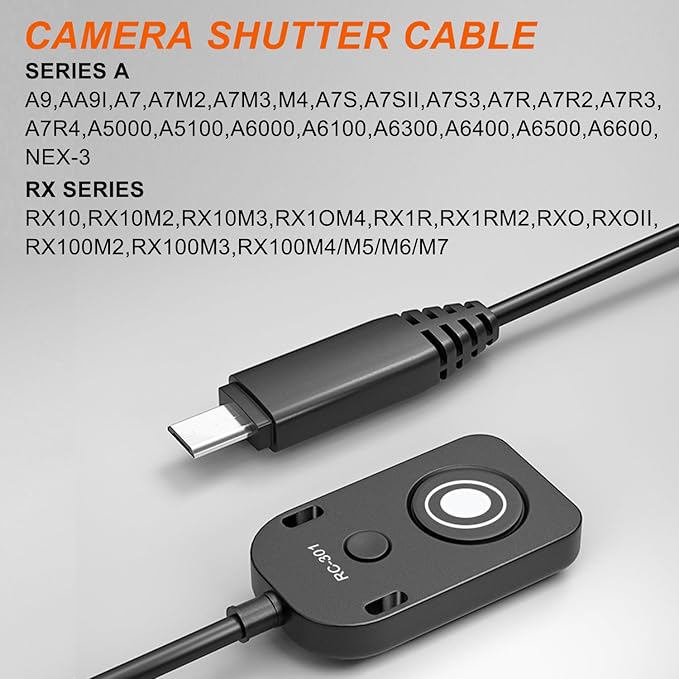 DYTDIEYINGTU Small Release Shutter Remote Control Cable RC-301 S2 for Sony Support Video Camera Cable a7m4 a7r4 a7r2 r3 m2 a9 a1 a6600 a6500 (30cm/12in)
