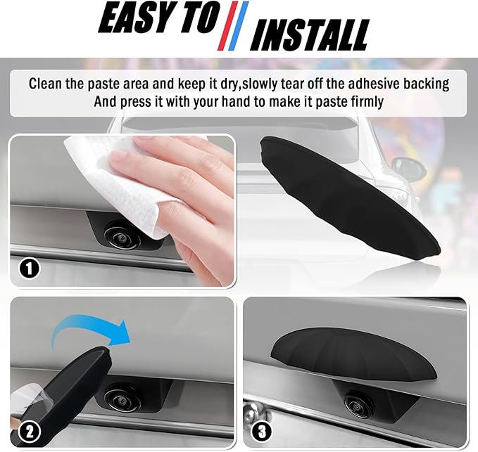 Car Rear View Backup Camera Cover Rainwater Resistant,Silicone Car Rear View Camera Cover for Clear Reversing Image,Universal Self-Adhesive Backup Cameras for Cars Covers (Standard: Width > 0.9 in)