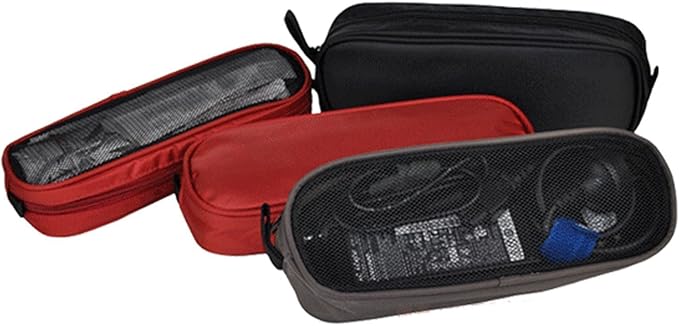 Universal Electronics Accessories Travel Organizer - Zipper Mesh Adapter Case for Laptop, Notebook, Tablet, Power, Mouse, Cord, USB Accessories - Red