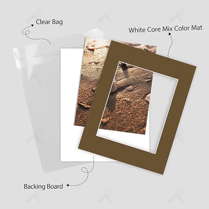 Golden State Art, Pack of 25 11X14 Various Colors Picture Mats Mattes With White Core Bevel Cut For 8X10 Photo + Backing + Bags
