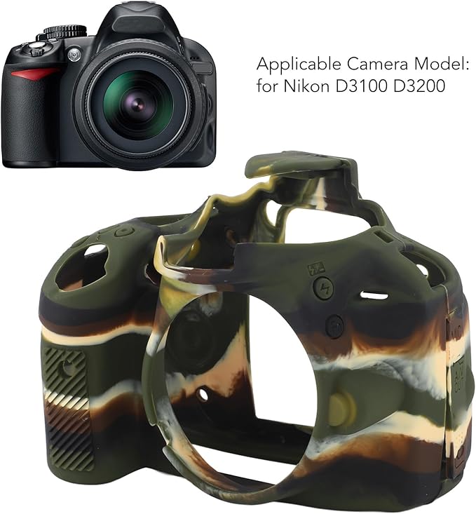 Silicone Camera Case for D3100, Shock Proof Rubber Protective Body Skin Cover Bag for D3100 (Camouflage)