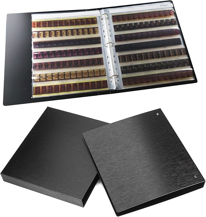 Acid Free Film Protector Storage Box Set 3 Ring Film Negative Binder for Standard 135 35mm 120 4x5 8x10 Negative Pages Film Bag(Black)