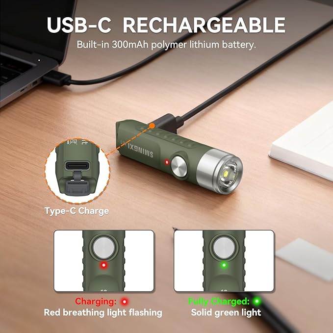 A11 Rechargeable Keychain Flashlight -Pocket Mini Flashlight,Key-Chain 500 High Lumens,EDC Flashlights,Waterproof Small Lightweight for Everyday Carry, Camping, Hiking, Emergency