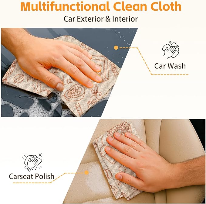Microfiber Cleaning Cloth Roll, 50-Count Reusable Durable Absorbent Lint-Free Non-Scratch Towels, Dish Rags for Kitchen & Home, Studio, Multi-Purpose, Food Pattern, 12x12 in