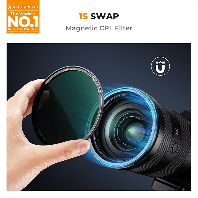 K&F CONCEPT 52mm Magnetic Circular Polarizer Lens Filter with Cleaning Cloth Optical Glass Ultra Slim Polarizing CPL Lens Filter with 18 Multi-Layer Coatings (K-Series)
