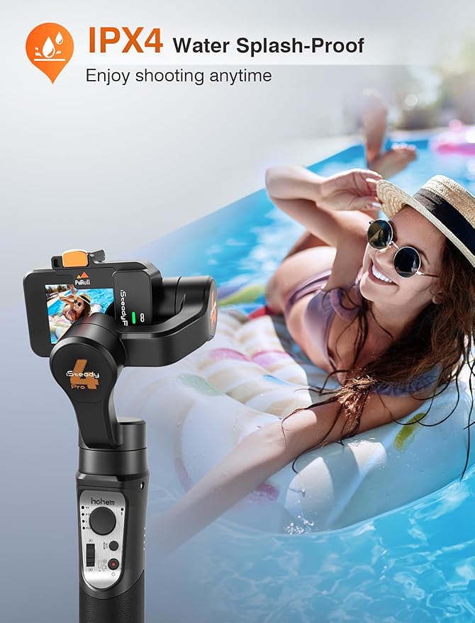 3 Axis Gimbal Stabilizer for Gopro Hero 13/12/11/10/9, Handheld Stabilizer for Gopro for Video Recording, IPX4 Waterproof, Bluetooth Control, Compatible with Osmo Camera, Insta360, hohem iSteady Pro4