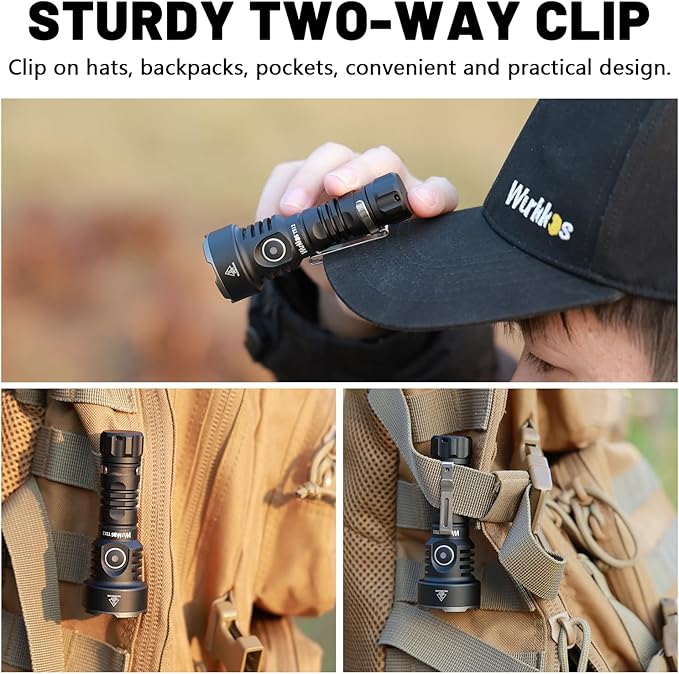 Wurkkos TS12 SFT25R LED Mini Flashlight Rechargeable,1350 High Lumens EDC Flashlight, Super Bright Small LED Flash Light, IP68 Waterproof Pocket Flashlight for Camping, Outdoors, Emergency