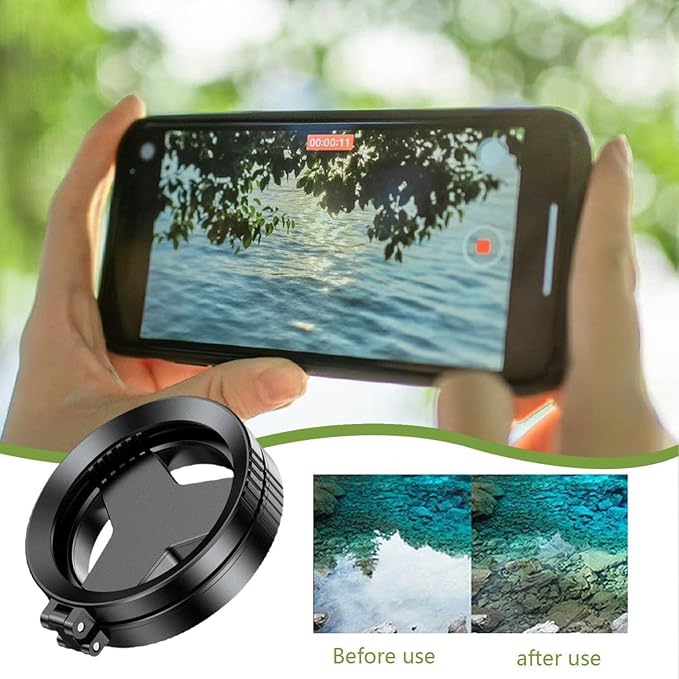 Anti Glare Magnetic Phone Filter, 52mm Polarizing Lens Quick Mount, Reduces Reflections Enhances Colors with Foldable Stand, Rotatable Polarizer Filter Compatible for Video Recording (1pcs)