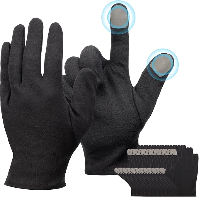 ENPOINT Touch Screen Gloves, Black Gloves Men and Women Moisturizing Gloves, 10 Pairs Black Cotton Gloves for Dry Hands Sleeping, Black Work Gloves for Photography, Jewelry, Coin Handling, Small