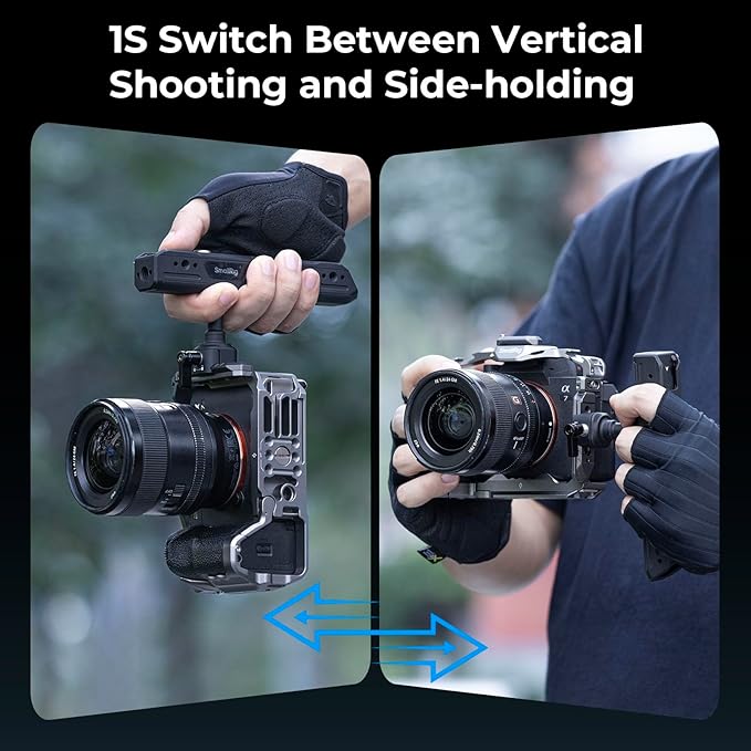 SmallRig Rotating Top Handle with NATO Clamp, Lightweight NATO Top Handle for Camera Cage, Maximum Capacity 15KG, One-Key Rotation 360°, with Cold Shoe Mount & 1/4''-20 Threaded Holes - 4152