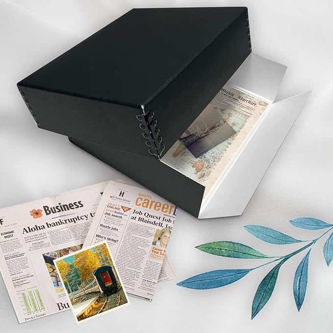 Golden State Art, Acid-Free Archival 8.5x11 Inches Metal Edge Drop Front Museum Photo Storage Box, Preserve Documents, Prints, Pictures, Photographs, Arts And Crafts, Black