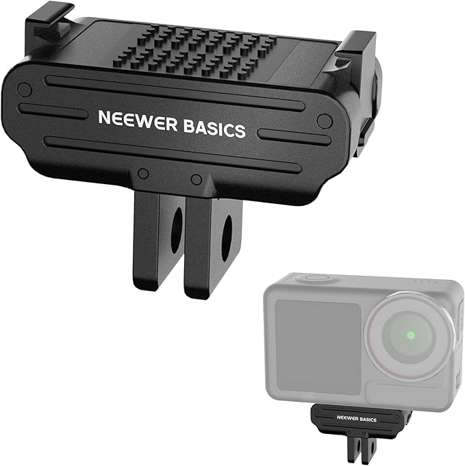 NEEWER Magnetic Quick Release Mount Adapter Compatible with DJI OSMO Action 5 Pro 4 3 360, Foldable Action Camera Stand Base Bracket Accessories, 2 Prong & 1/4" for Video Recording Filming, DP04