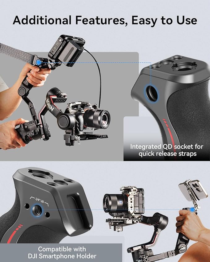 SmallRig Adjustable Sling Handgrip Gimbal Sling Handle for DJI RS 4 Mini, RS 4, RS 4 Pro, RS 3 Mini, RS 3, RS 3 Pro, RS 2, RSC 2, 17.6lb Load, Ergonomic Grip for Low Angle Shots, w/QD Socket