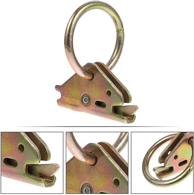 Cargo Steel E-Ring Tie Down Hooks 6PCS E Track Tie Down Hooks - Heavy Duty Cargo Anchors (Truck/Trailer) for E-Track Rail/Single System