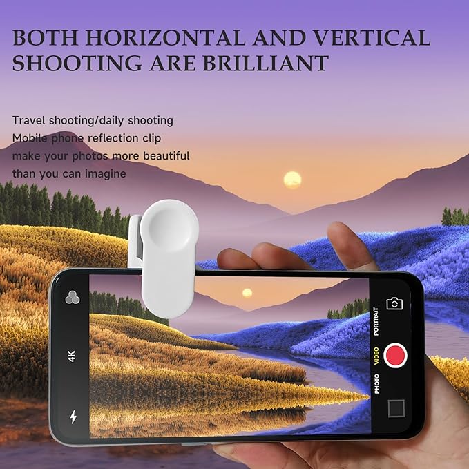 WOWNOVA Clip Reflection Mirror for Phone Back Camera, Shoot The Sky Lake Water Portrait Reflection, Smartphone Camera Mirror Reflection Clip Kit, Selfie Mirror Clip Reflection Mirror