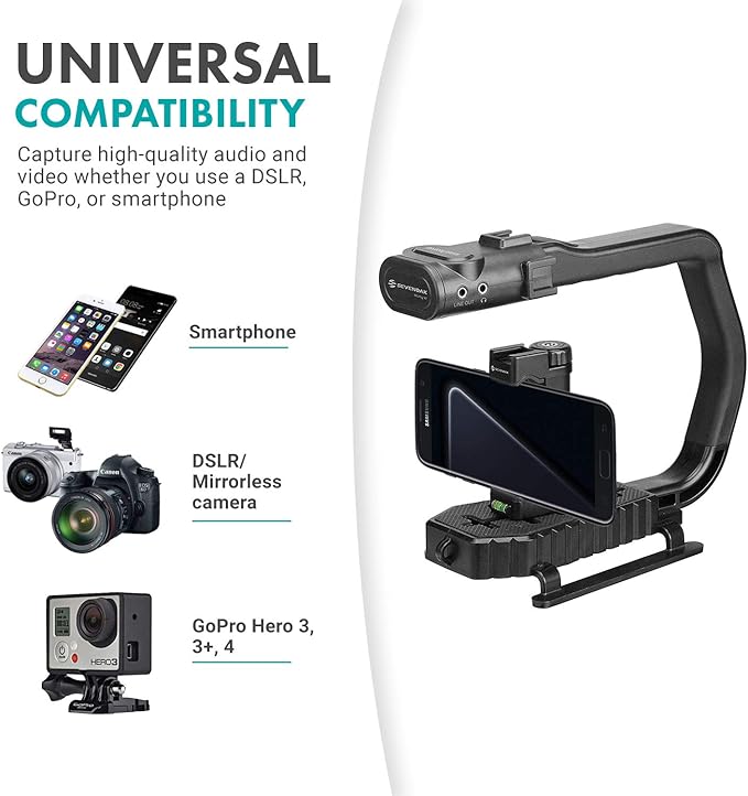 Movo MicRig-W1 Wireless Microphone Filmmaker Kit - Video Handle Stabilizer with Built-in Wireless Lavalier Microphone Compatible with Canon EOS, Nikon, Sony, Panasonic DSLR and Mirrorless Cameras