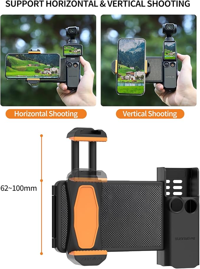 CAPART Phone Holder Mount for DJI OSMO Pocket 3, Expansion Adapter with Cold Shoe Compatible Tripod Selfie Stick Microphone Fill Light