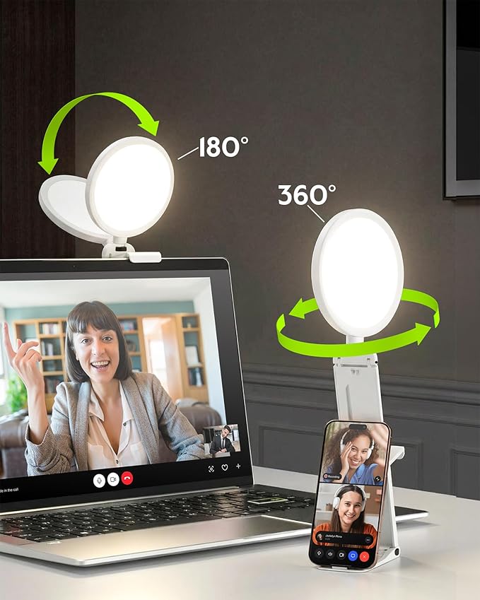Ring Light for Computer/Laptop/Webcam/Monitor, 5" Eye-Caring Lighting with 50 Modes CRI>97.8, 3000K-6500K Zoom Lighting for Video Conference/Video Recording/Streaming/Selfie