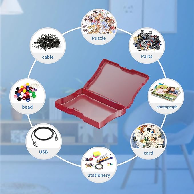 Tamfile Fireproof Photo Storage Box with 18 Inner 4" x 6" Multicolor Photo Case, Plastic Photo Organiser with Lock for Pictures, Cards, Crafts, Stamps and Office Supplies with 4 Sheet Label Stickers