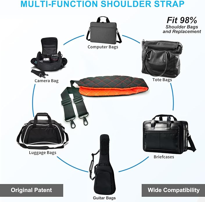 Ultra Comfortable Shoulder Strap Bag Belt with Anti-Theft Pockets and Padded, 2 Tone Reversible Use, Stylish & Secure