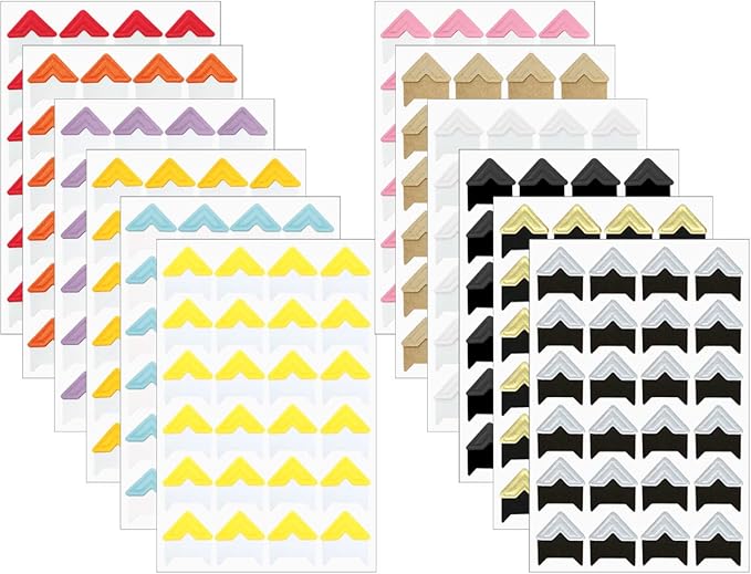 ALLYDREW Photo Corner Stickers, Photo Mounting Self Adhesives for DIY Crafts, Scrapbooking, Album, Diary, 13 Sheets / 312 Pieces