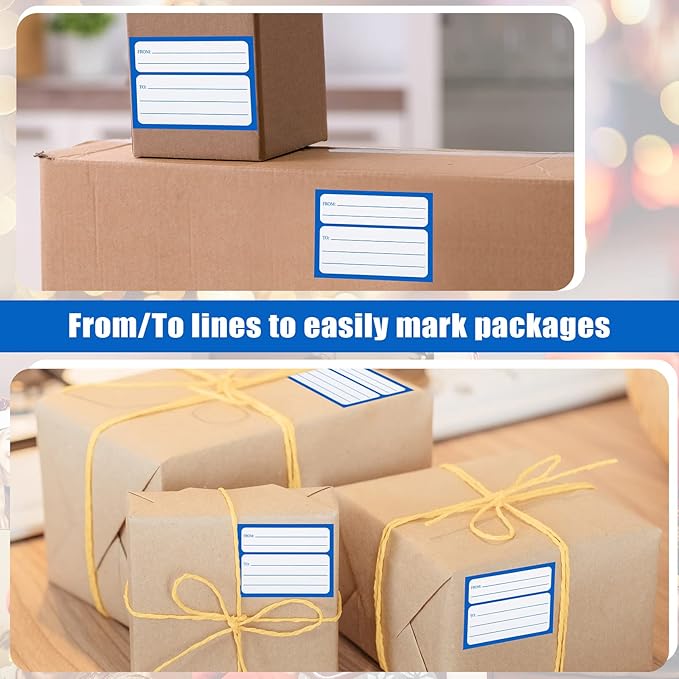 250 Pieces 3 x 4 Inch from/to Address Mailing Labels Self Adhesive Mailing Labels Stickers Return Postage Address for Package School, Home, Office (Blue)