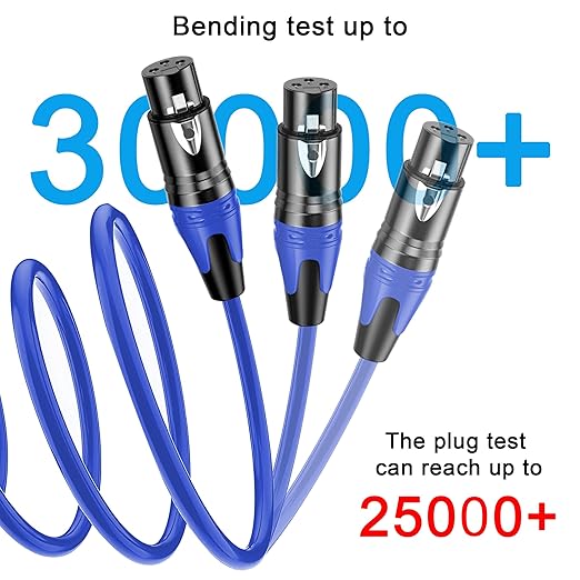 XLR Cable 10FT 2Pack Green+Blue- Premium Balanced Microphone Cable 3-Pin XLR Male to Female Mic Speaker Cable, Pure Copper and Plated Conductors
