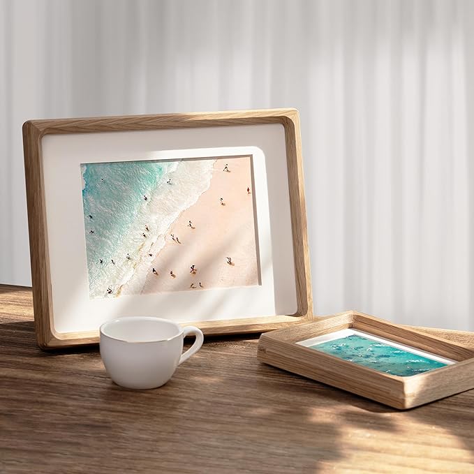 4x6 Picture Frame, USA-Sourced Natural Oak Wood Photo Frame with Tempered Glass, Handcrafted Rounded Corner 4 x 6 Wooden Frame Matted to 3.5x5 Photos, Wall or Tabletop Display