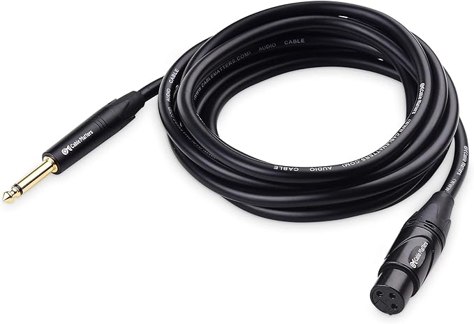 Cable Matters XLR to 1/4 TS Microphone Cable 10 ft, Unbalanced Female XLR to Male 1/4 (6.35mm) TS Cable