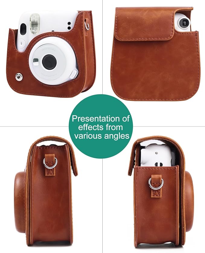 Camera Case Compatible with Fujifilm Instax Mini 11/9/8 Camera Bag，Protective Camera Pouch with Adjustable Shoulder Strap(Brown)