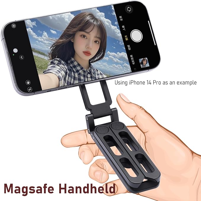 MagSafe Compatible Pocket-Sized Tripod - Sturdy Magnetic Hold, Height-Adjustable for MagSafe Phones, Ideal for Vlogging