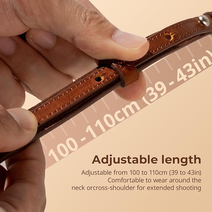 SMALLRIG Universal Leather Camera Neck Shoulder Strap for DSLR, Adjustable 100 to 110cm (39 to 43in), Max Load 10kg (22lb)