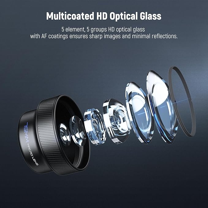 NEEWER 75mm Macro Phone Camera Lens with 17mm Threaded Lens Clip, 3X Magnification, 5 Elements in 5 Groups for Backplate, Phone Cage, Case Compatible with iPhone Samsung Android, LS-73