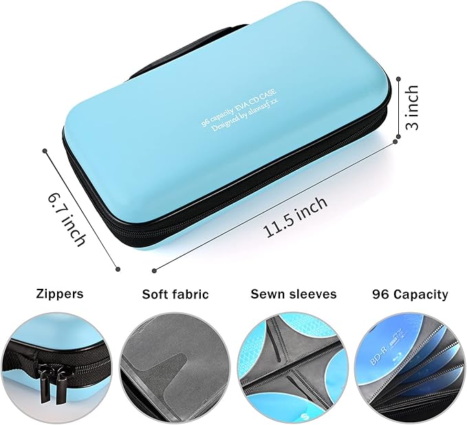 DVD Case, EVA CD Case Holder Storage Organizer Portable Protective DVD Wallet Holder for Car