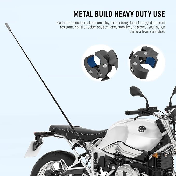 NEEWER Basics Motorcycle Bike Mount Accessories Kit, Invisible Selfie Stick Bicycle Handlebar Clamp Holder Compatible with Insta360 DJI OSMO 360 Pocket 3 Action Cameras for POV Video Recording, GP-32