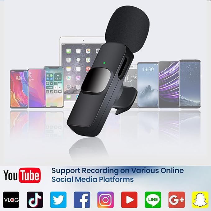 Mini Microphone, 3 in 1 Wireless Microphone for iPhone, iPad, Android, Camera, Professional Wireless Lavalier Lapel Mics for Recording, YouTube, TikTok