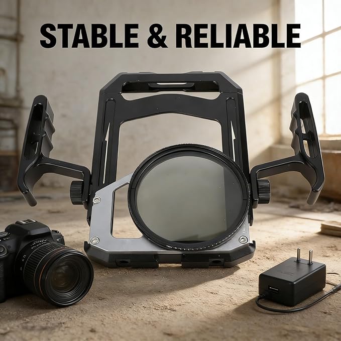 Smartphone Video Rig with Aluminum Alloy Frame, Telescopic Handle, ND Filter, Horizontal and Vertical Support - Dual Handle Stability, Expandable Mounts for Vlogging and