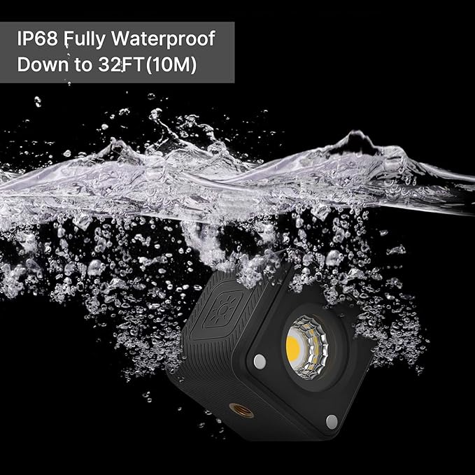 ULANZI LED Video Light Waterproof IP68 Camera Lighting Kit Mini Cube with 8 Color Gel Filters, Dimmable Portable Fill Photography Light 5500K CRI95+ for DSLR Camera Sony Canon Nikon Action Camera