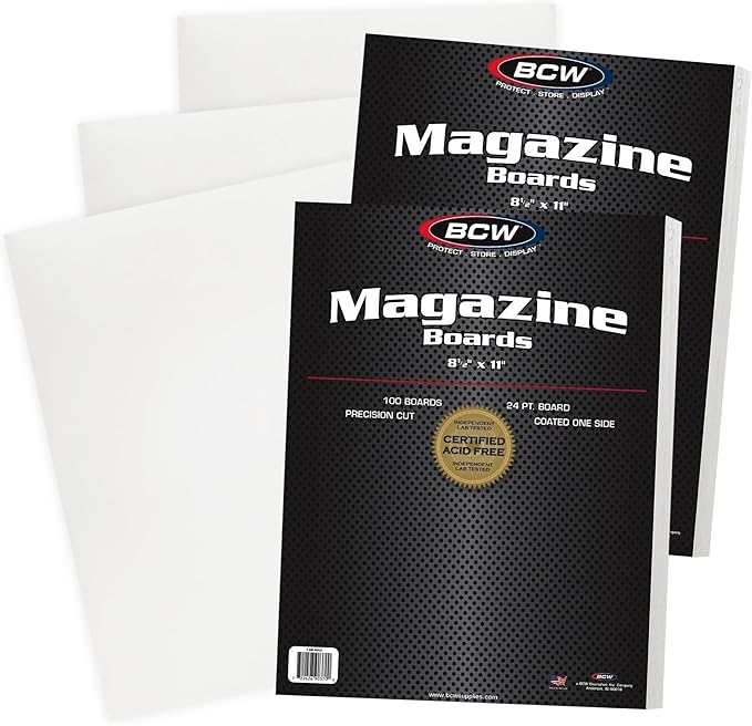 BCW Magazine Backing Boards 8.5" x 11" – 200 Pack | 24pt Acid-Free Boards for Comics, Fabric Storage, Crafts & Collectibles | Precision Cut for Archival Protection