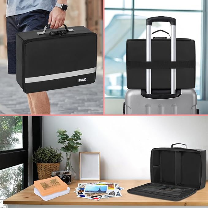 IBVIVIC Fire-resistant Photo Storage Box, Photo Organizer with Lock, Portable Photo Storage Containers Suitable for Storing 16pcs 4" x 6" Photo Cases (Box Only)