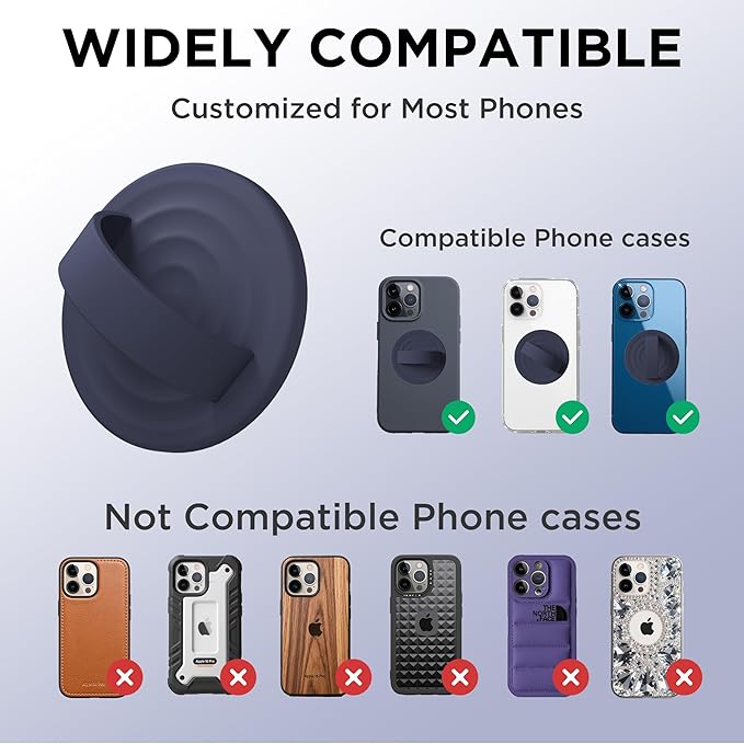 Magnetic Phone Grip Ring Holder, Liquid Silicone Magnet Cell Phone Grip Finger Loop, Compatible with Magsafe, Back of Phone for iPhone 17/16/15/14/13/12 Series, Midnight Blue