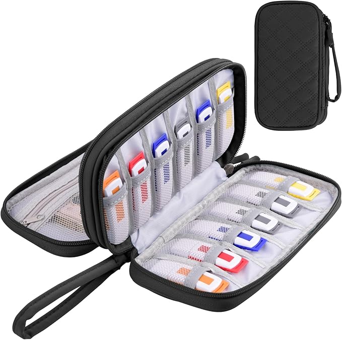 COOTHINE USB Flash Drive Holder Case, Portable Storage Bag Organizer for Samsung/Sandisk Memory Stick/Thumb Drive/Jump Drive/SD Card, with 18 Slots (Black)