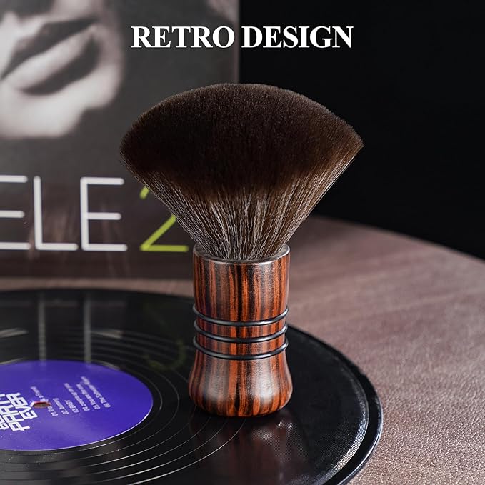 NiHome Large Vinyl Record Cleaning Brush, Anti-Static Soft LP Record Cleaner, Ultra-Fine Fiber Bristles Vinyl Dust Remover Brush, Safe for Vinyl LP CD Album, Beech Wood Handle Retro Design (Red/Black)