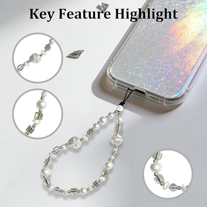 Beaded Camera Wrist Strap, Phone Wristlet Charm Lanyard, Cute Digital Camera Charm Lanyard,Strap Beaded Camera Chain for Phone Bag Keychain Accessories